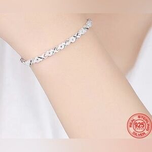 Sparkling XO Bracelet, Rhodium Plated Sterling Silver